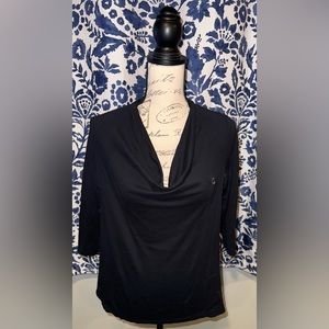 Black Cowl-neck 3/4 Sleeve Blouse Lands’ End Chase